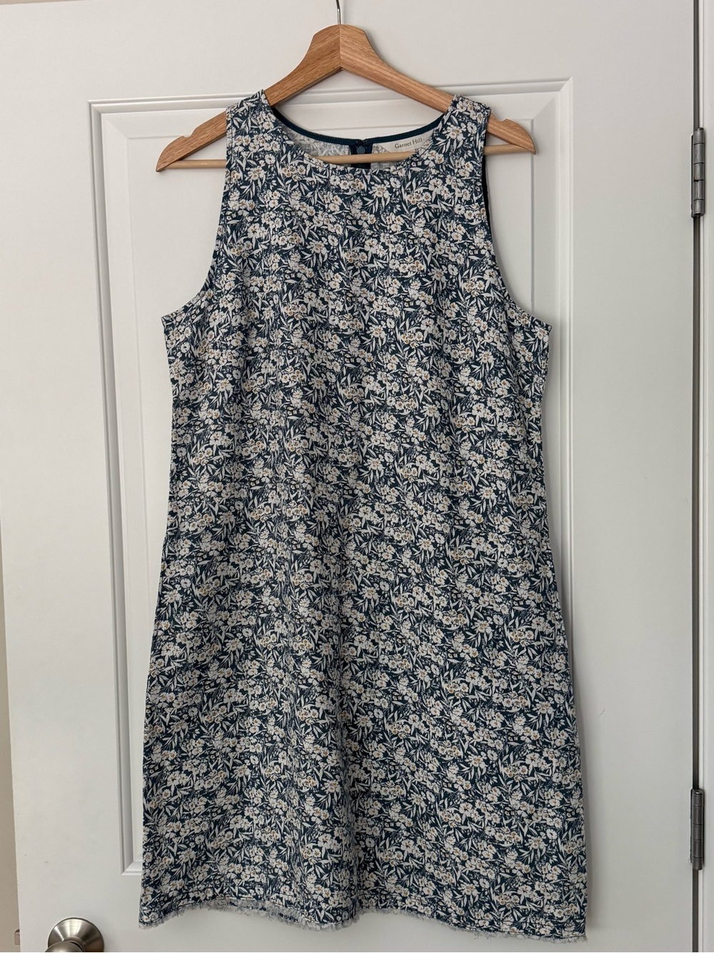 Garnet Hill Sleeveless Fringe Hem Dress Sz 8 100% Linen EUC - Picture 2 of 12
